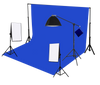 3-kops 750W continue softbox studioverlichting met studioachtergrond en boomarm-apparatuurkit