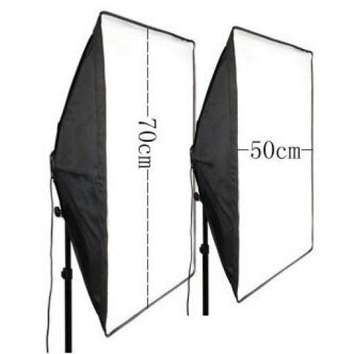 3-kops 750W continue studiosoftbox-apparatuurset met studioachtergrond en boomarm