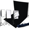 Driekoppige 750W continue softboxset met studioachtergrond