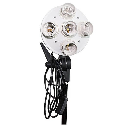 Krachtige 3-kops videoverlichtingsset met 5 lampen, Chromakey-achtergrond en ondersteuningssysteem met giekarm
