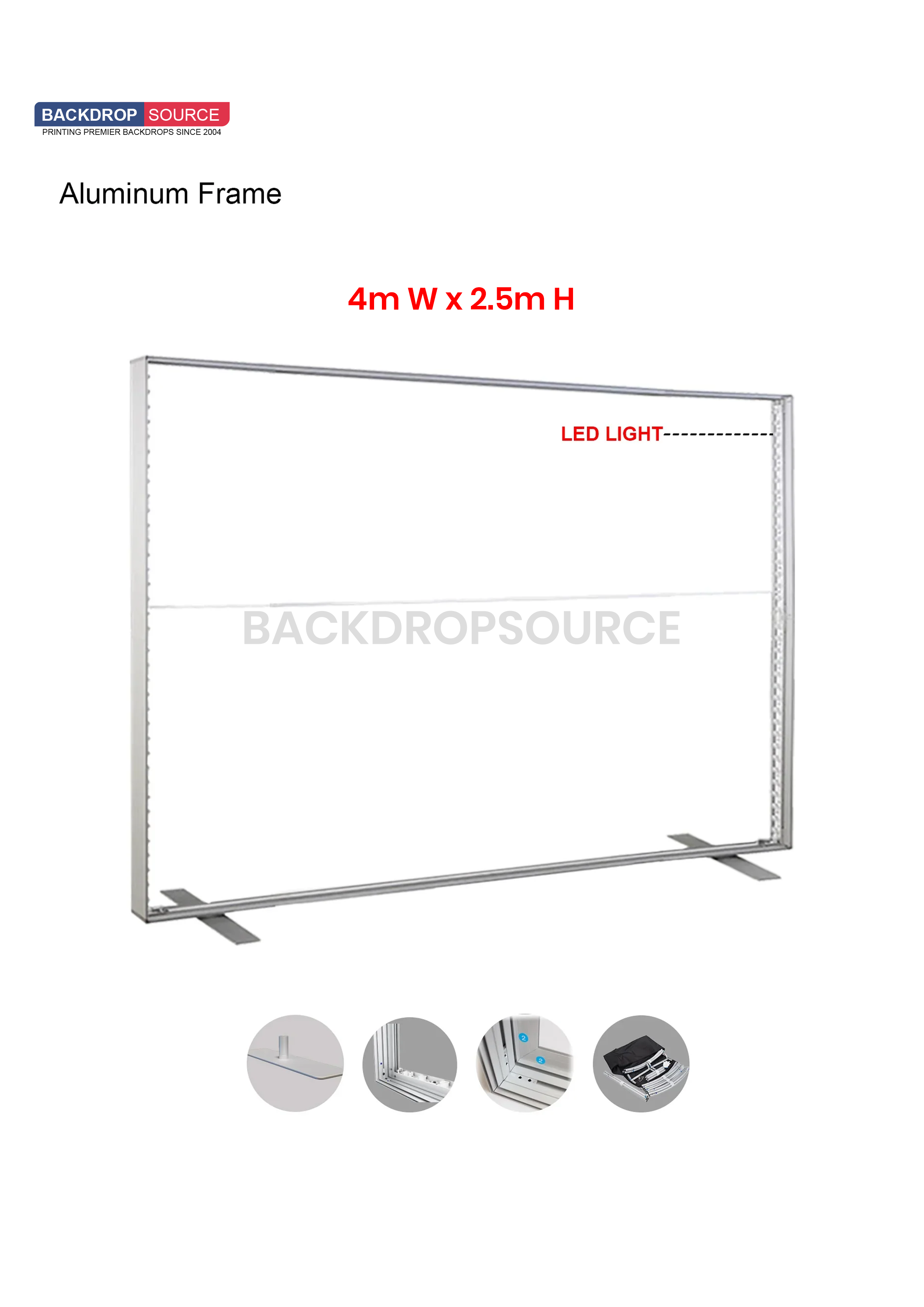 SEG Frameloze stoffen LED-lichtbakdisplay - 4 m B x 2,5 m H