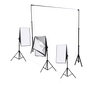 Driekoppige 750W continue softboxset met studioachtergrond